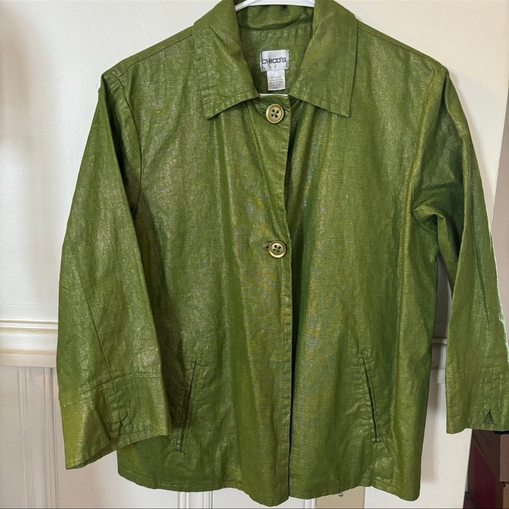 Chico's Dress Jacket Women's Sz 2 (L/12) Geeen